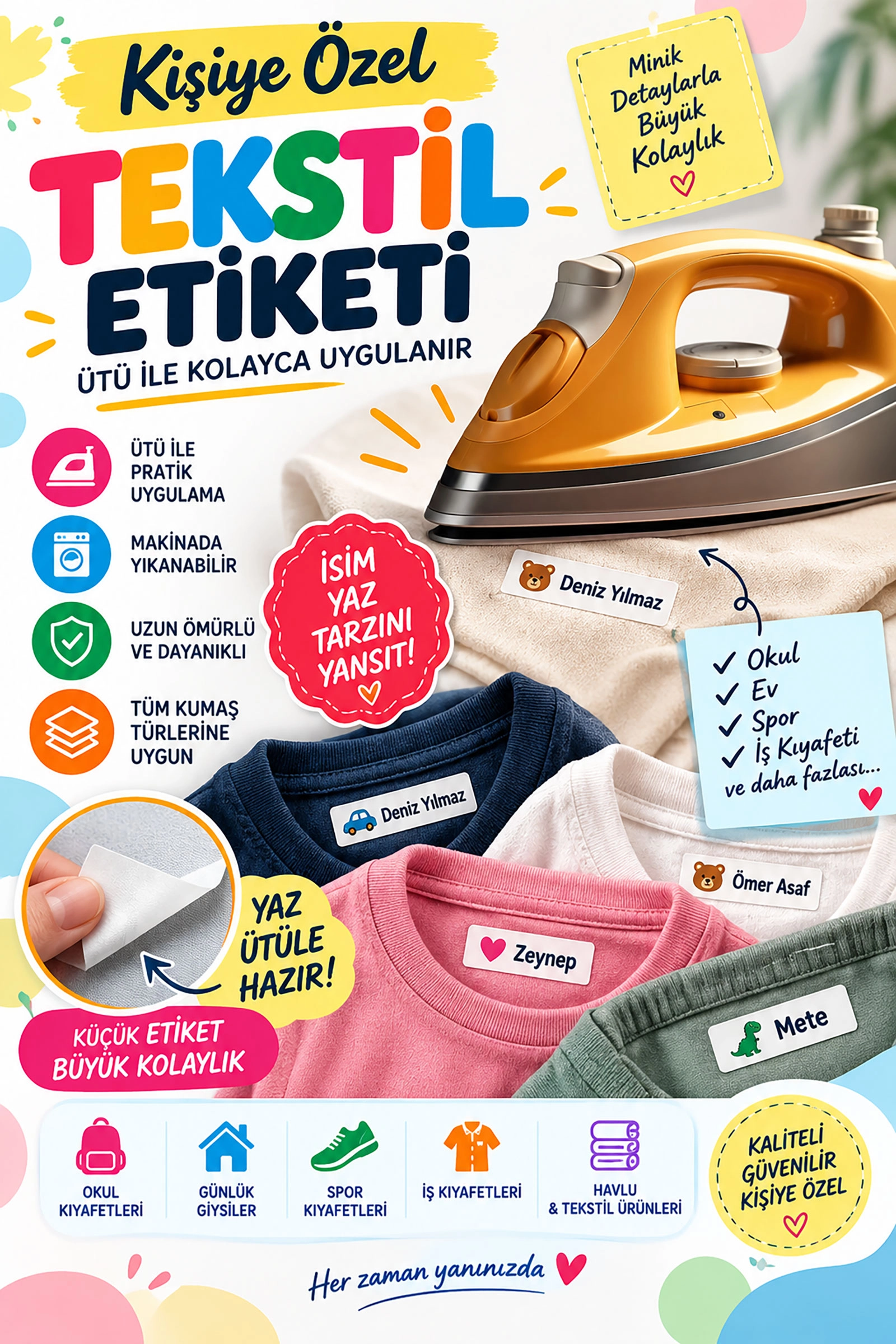Okul Etiketi, Kişiye Özel Kumaş Etiketi, Unicorn Etiketi - 139 Adet