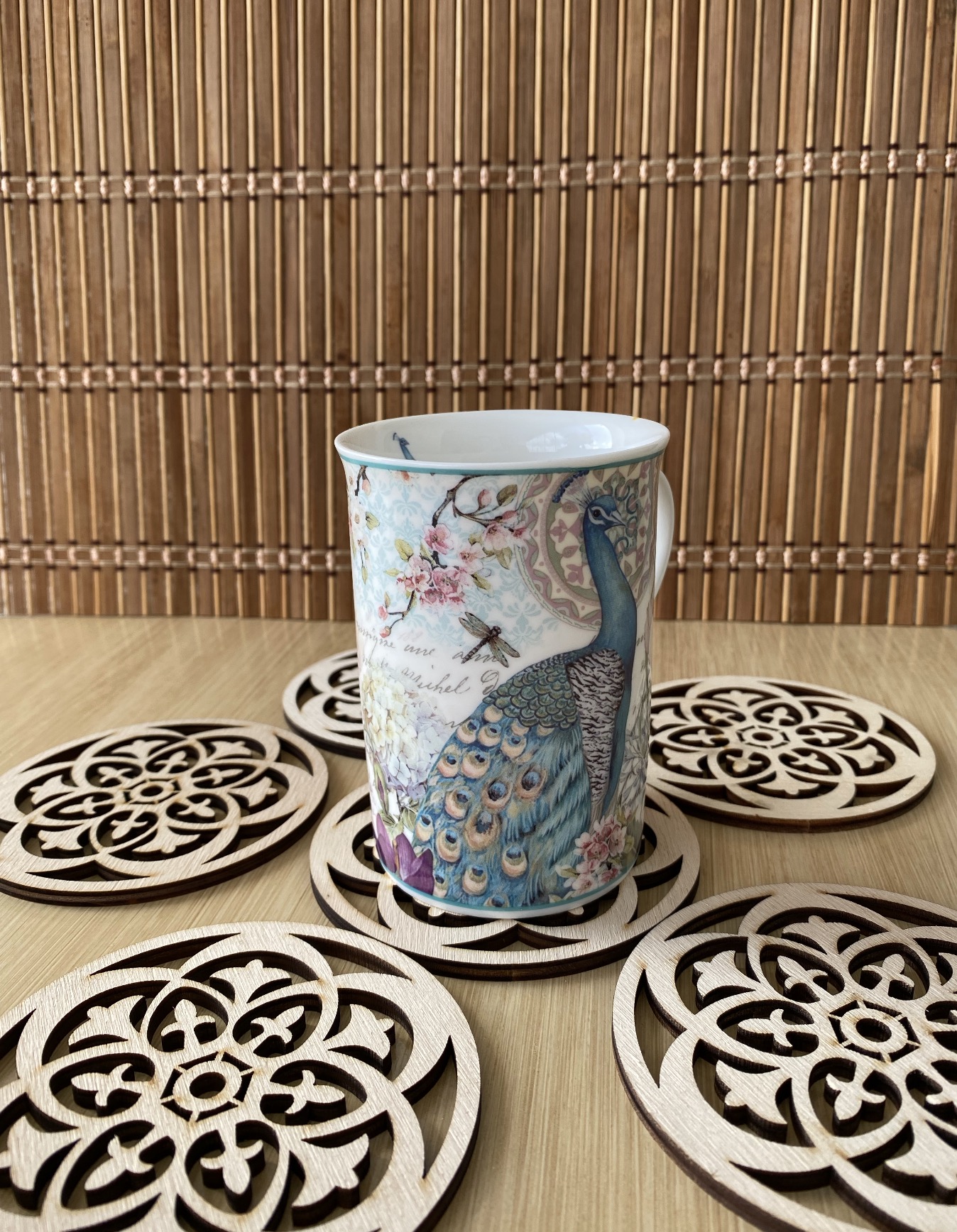 Ahşap Bardak Altlığı Model 2 (6’lı Set - 10 CM - 4Mm Kavak)