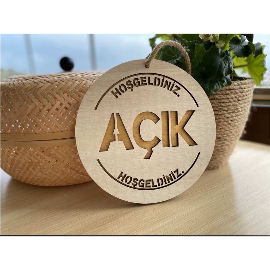 Ahşap Yönlendirme Tabelası - AÇIK Kapalı  - 20 cm