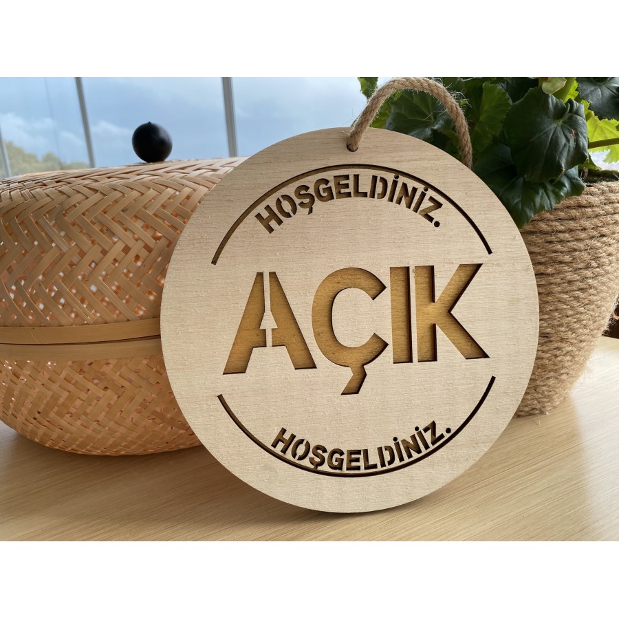 Ahşap Yönlendirme Tabelası - AÇIK Kapalı  - 20 cm