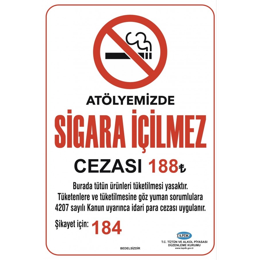Uyarı Etiketi - Sigara İçilmez - (35 x 50CM)
