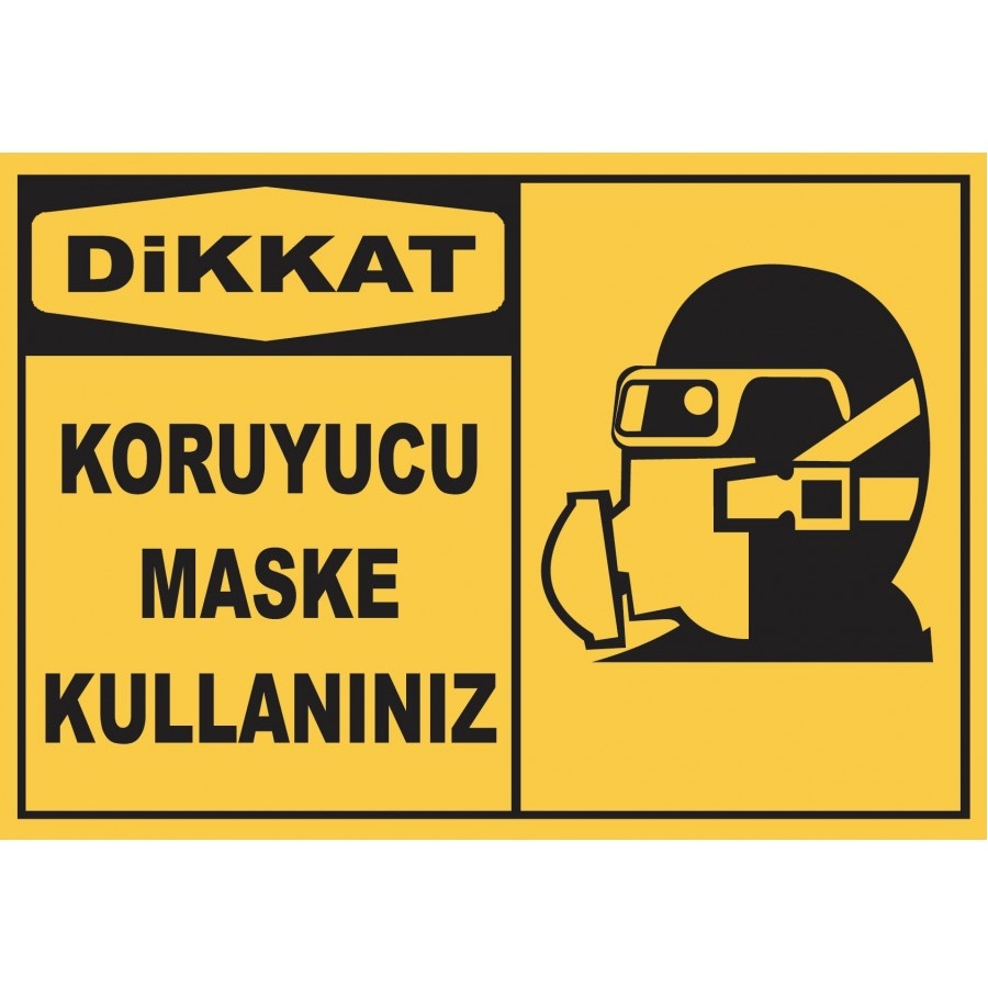 Uyarı Etiketi - Dikkat Koruyucu Maske Kullanınız. (35 x 50)