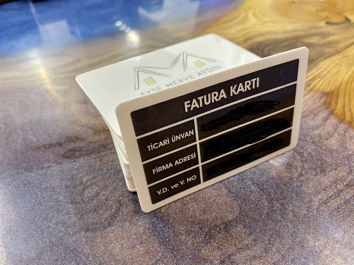 Plastik PVC Fatura Karti  - 86x54mm