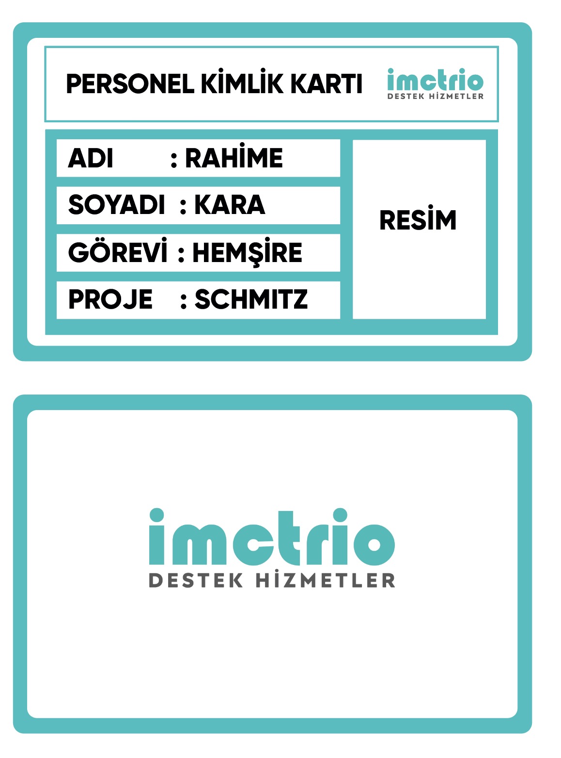 Plastik PVC Personel Kartı  - 86x54mm
