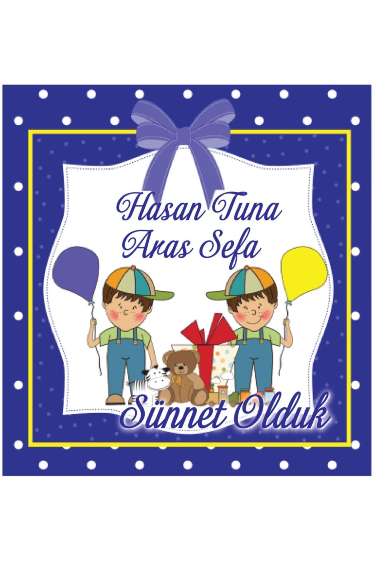 Sünnet Etiketi Lacivert Cemiyet Için Ürünlerinize Özel 3,3x3,5cm - 80 Adet Opak Etiket