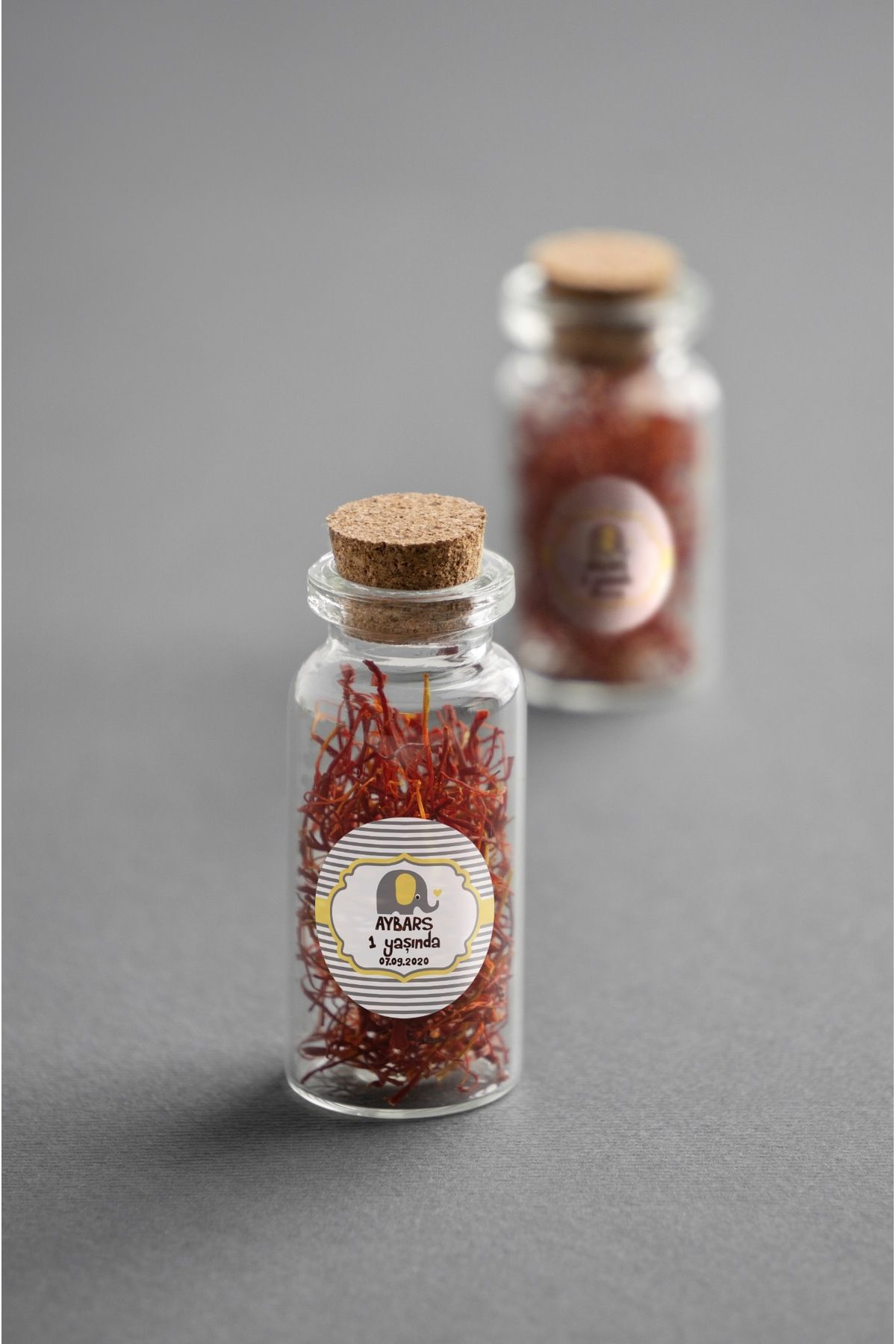 Erkek Çocuk Doğum Etiketi - Sarı Fil Concept Sticker  4cm - 110 Adet Folyo Sticker