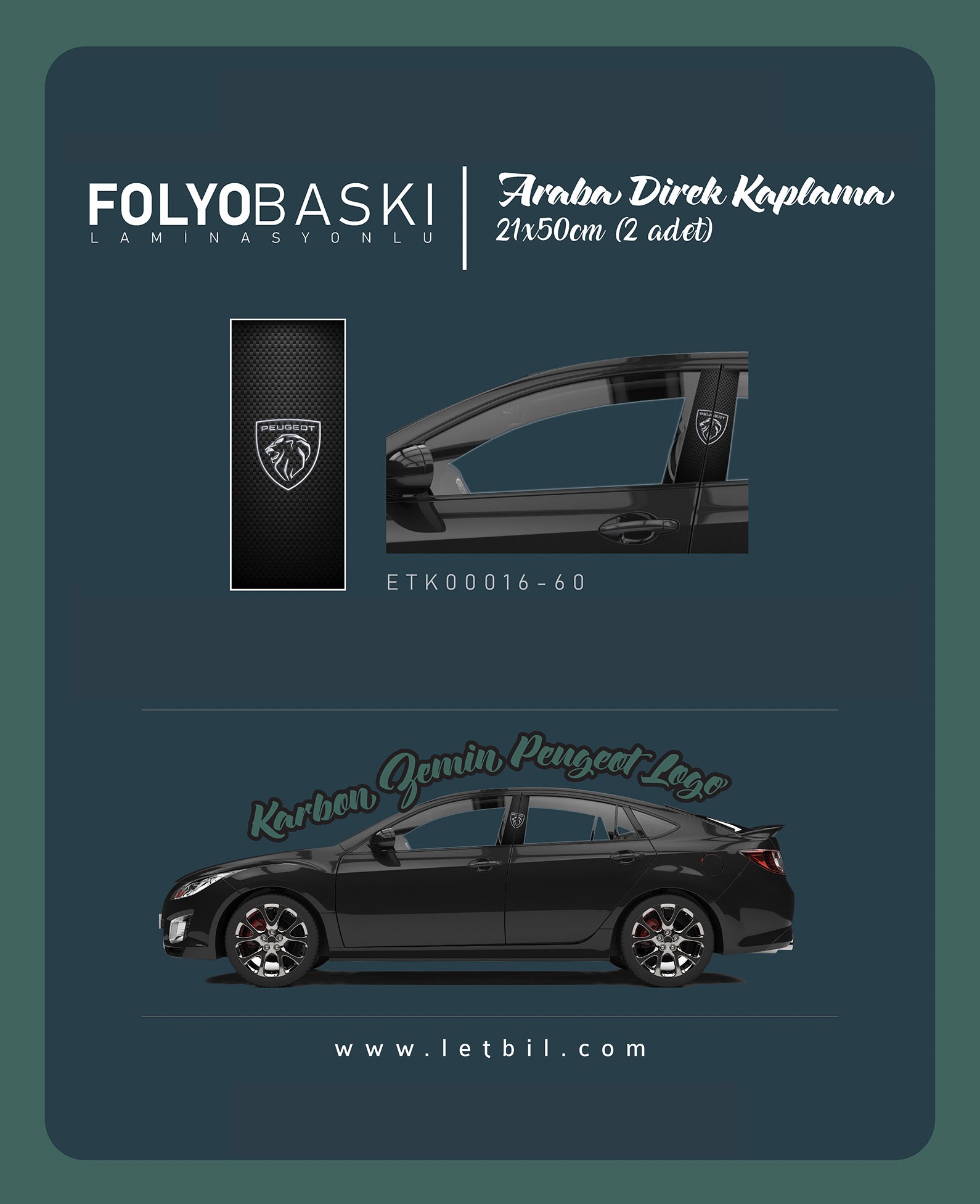 Araba Etiketleri, Tuning Kaplama, Direk Folyosu - Peugeot