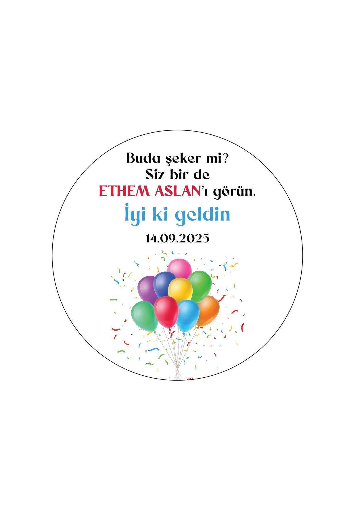 Balonlu Konsept, Hediyelik Etiket 3cm - 130 Adet Folyo Sticker