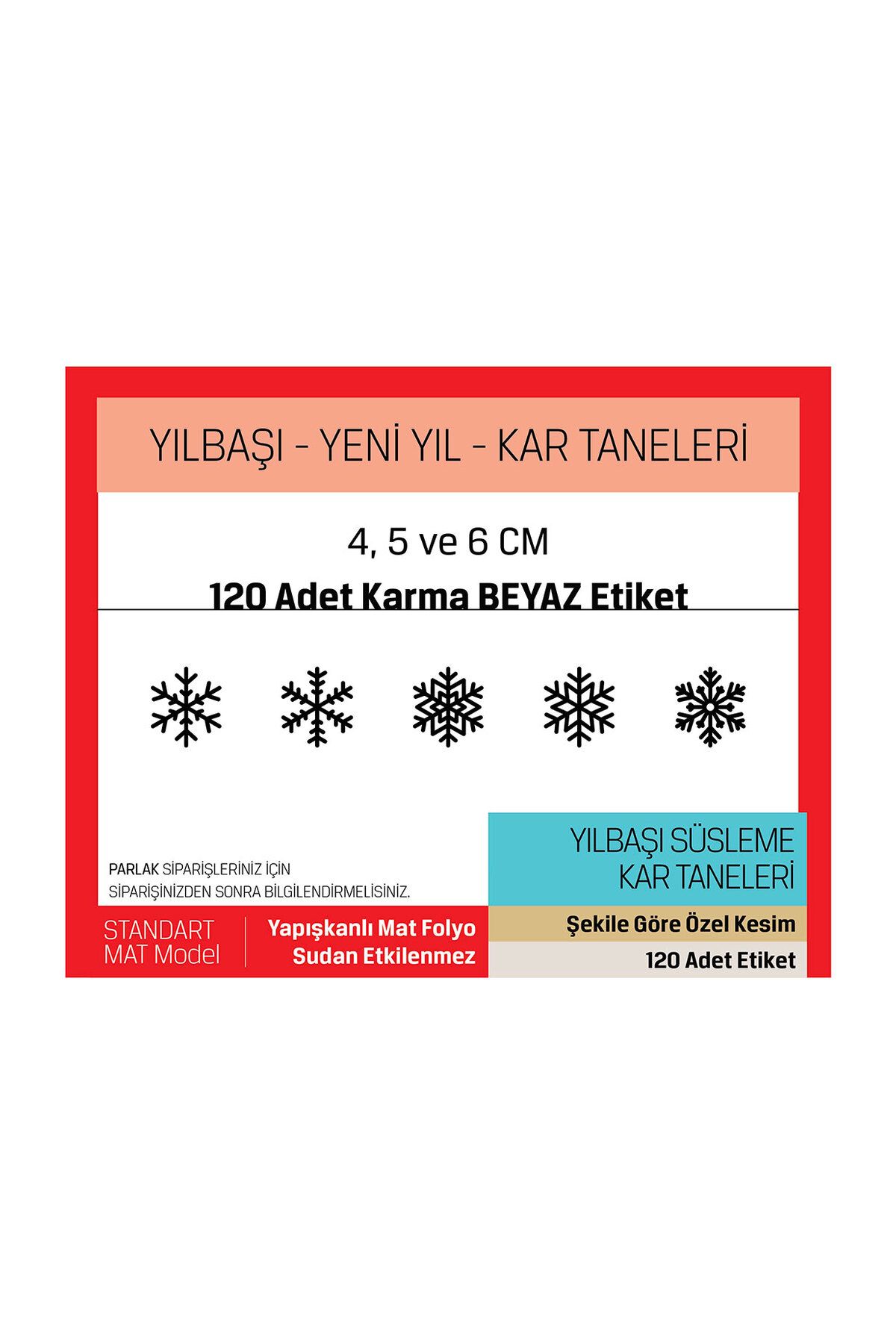 Yılbaşı, Yeni Yıl Kar Taneleri Seti, Standart Model - 120 Adet Letbil Sticker