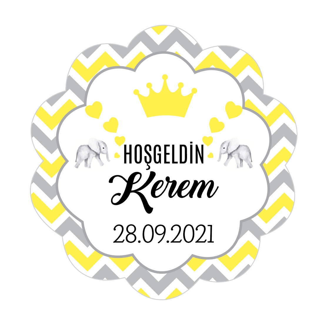 Doğum Günü Etiketi-fil, Kral Taçlı Cemiyetleriniz Için 5cm - 40 Adet Opak Sticker