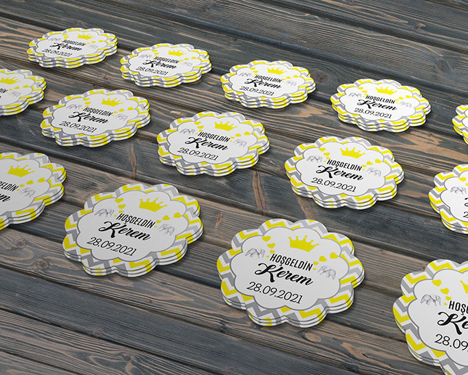 Doğum Günü Etiketi-fil, Kral Taçlı Cemiyetleriniz Için 3cm - 100 Adet Opak Sticker