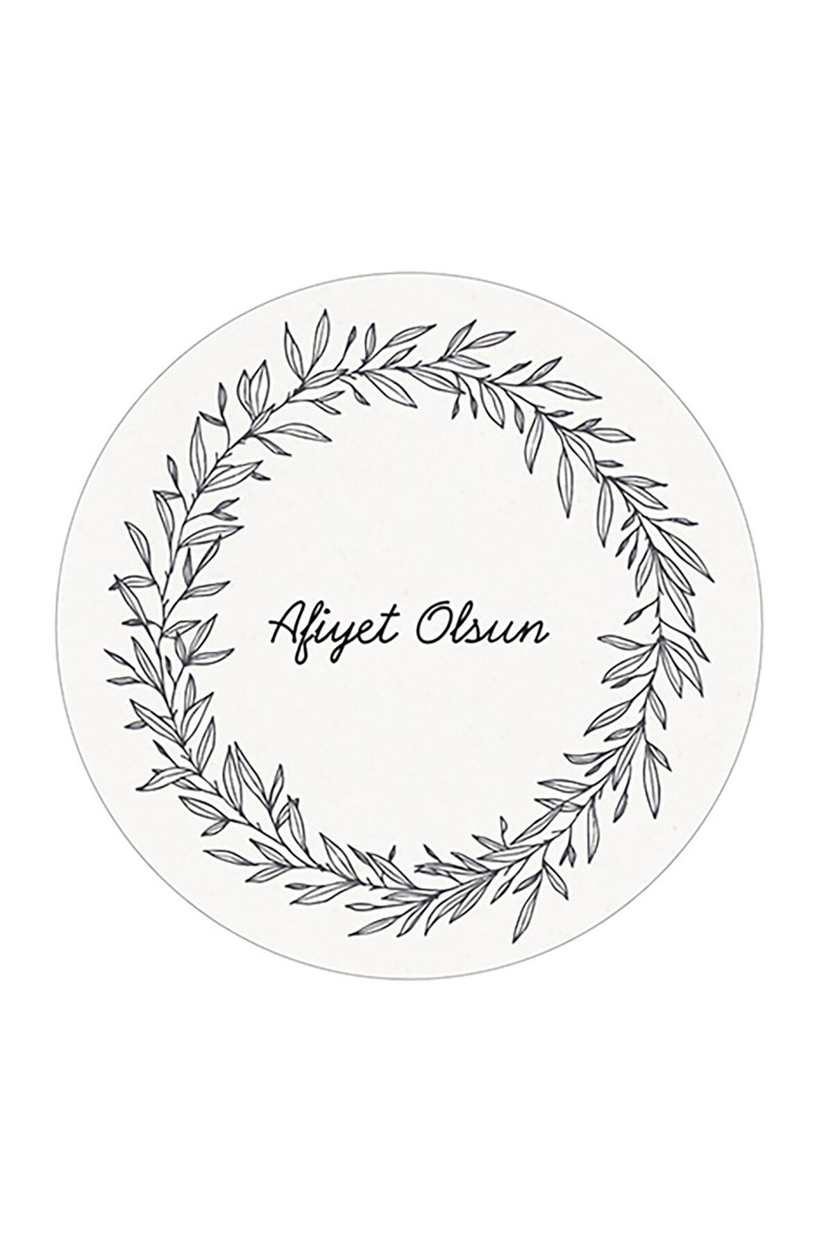 Çiçek Motifli Çelenk Afiyet Olsun Etiketi 5 Cm - Letbil 40 Adet Opak Sticker