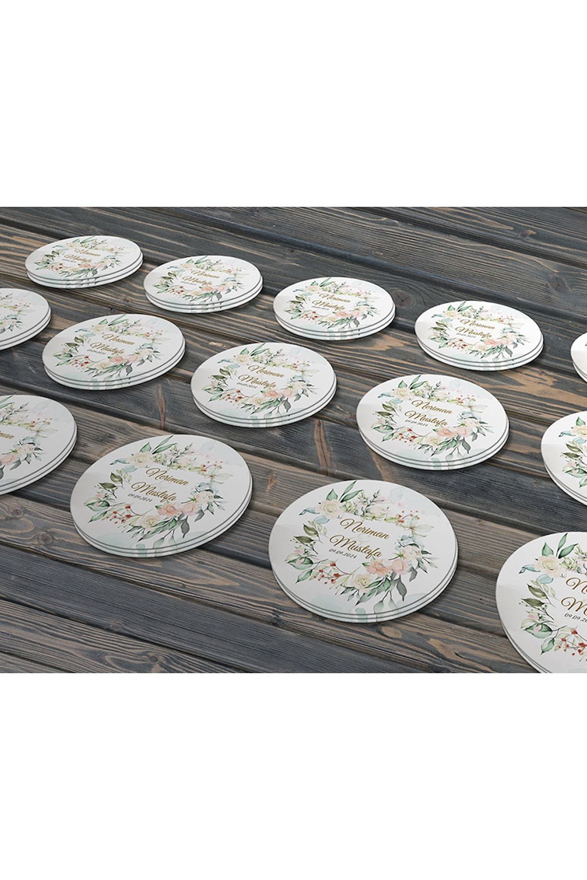 Suluboya Çiçek Modeli 2, Etiket Modeli Ürünlerinize Özel 3cm - 100 Adet Opak Sticker