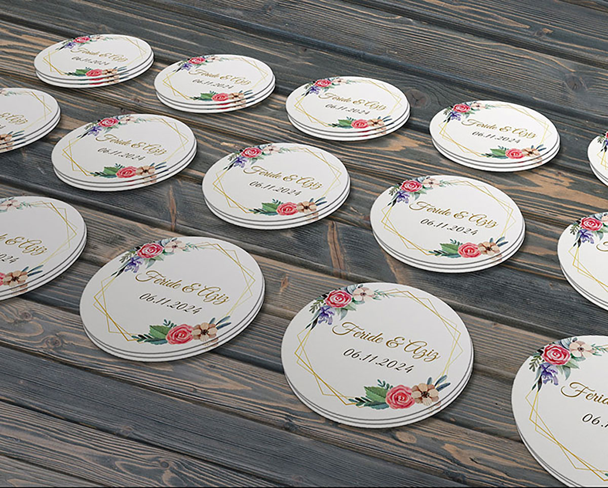 Suluboya Çiçek Modeli, Etiket Modeli Ürünlerinize Özel 5cm - 40 Adet Opak Sticker