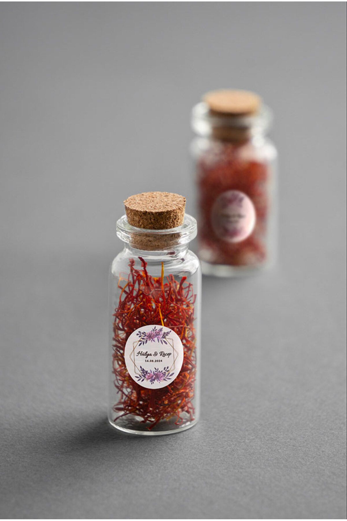 Mor Pembe Çiçek Düğün Hediyelik Etiket 3 Cm - Letbil 100 Adet Opak Sticker