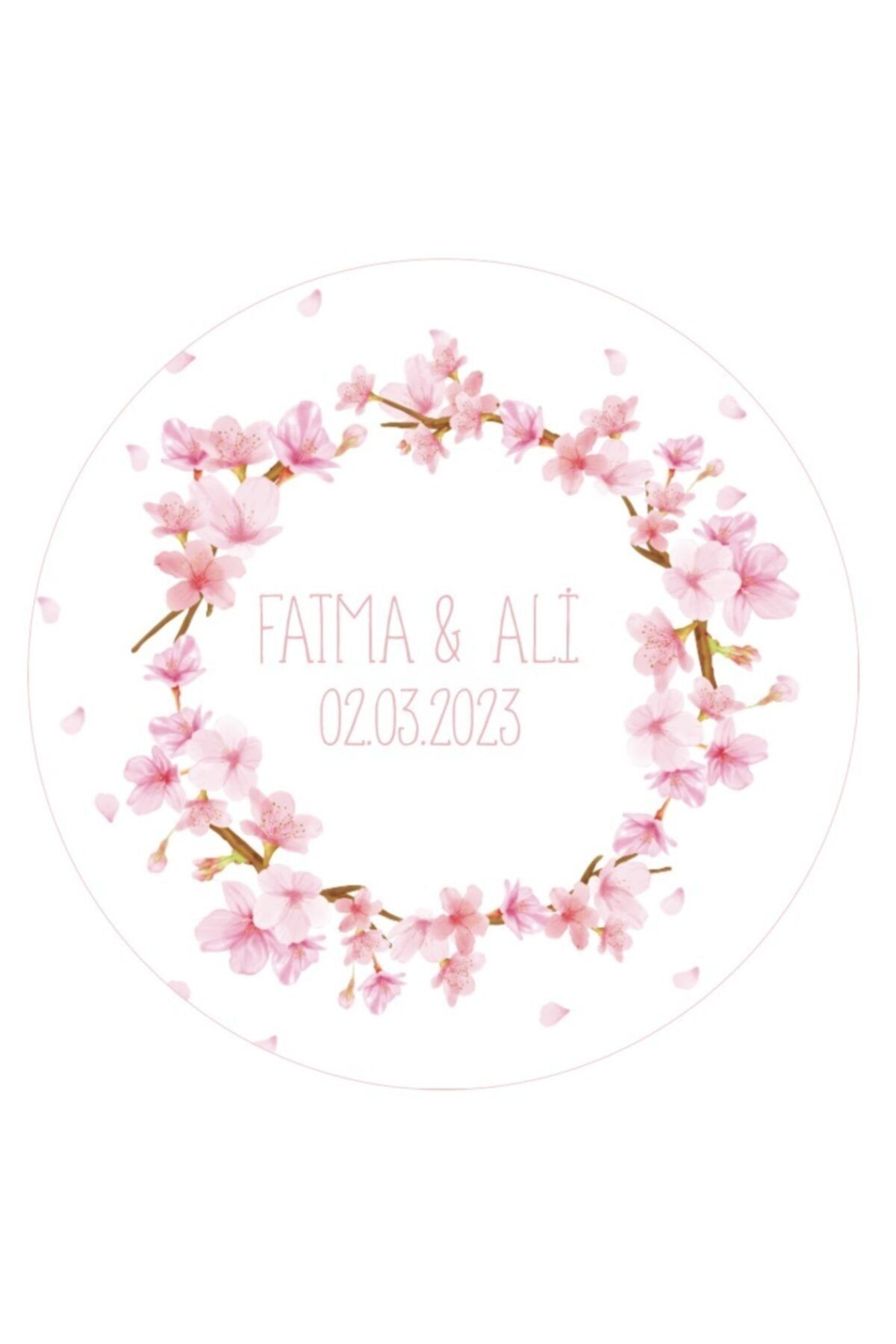 Kiraz Çiçeği Düğün Hediyelik Etiket 5cm - Sticker
