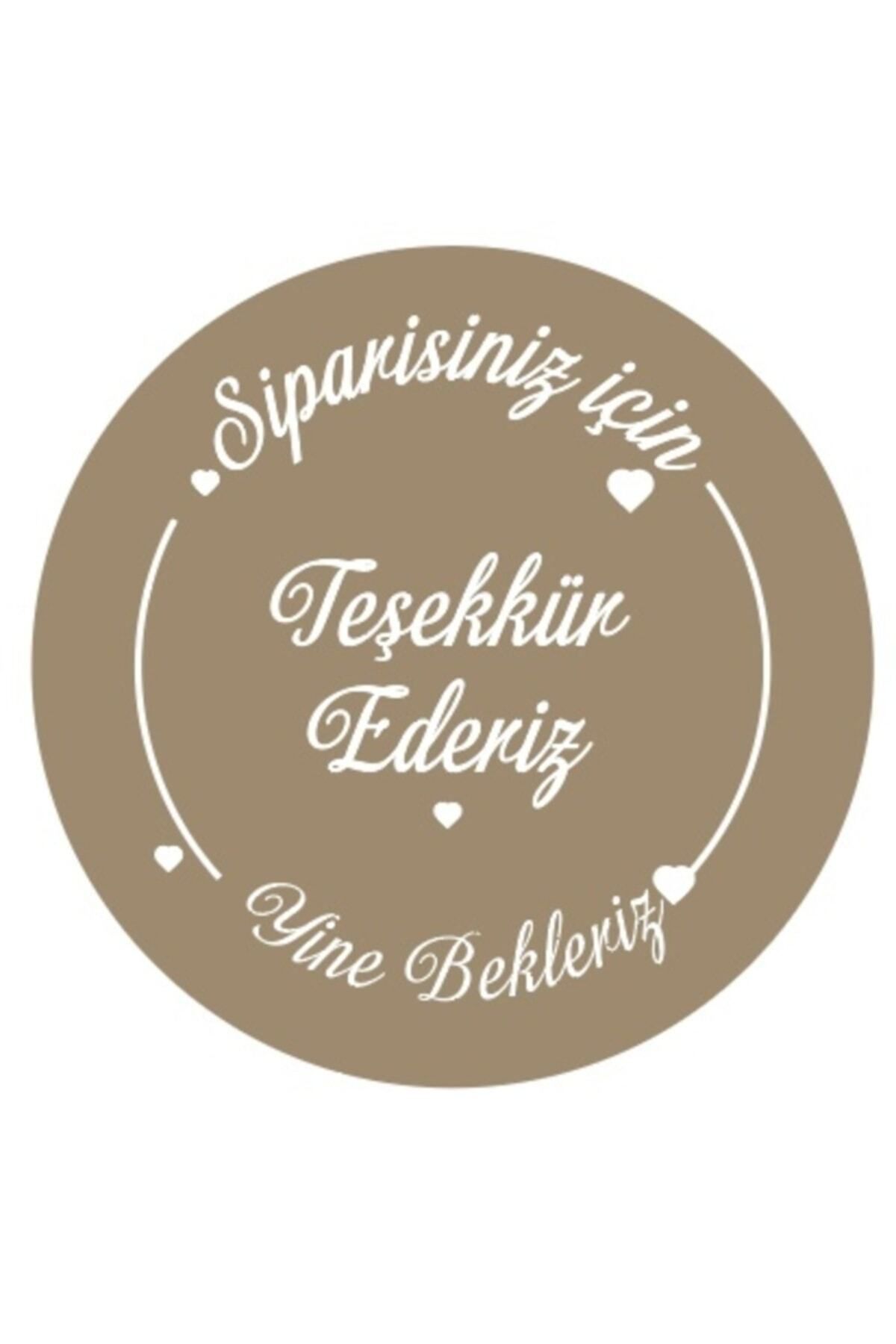 Teşekkür Ederiz Etiketi, Kahverengi 4 Cm - 110 Adet Letbil Folyo Sticker