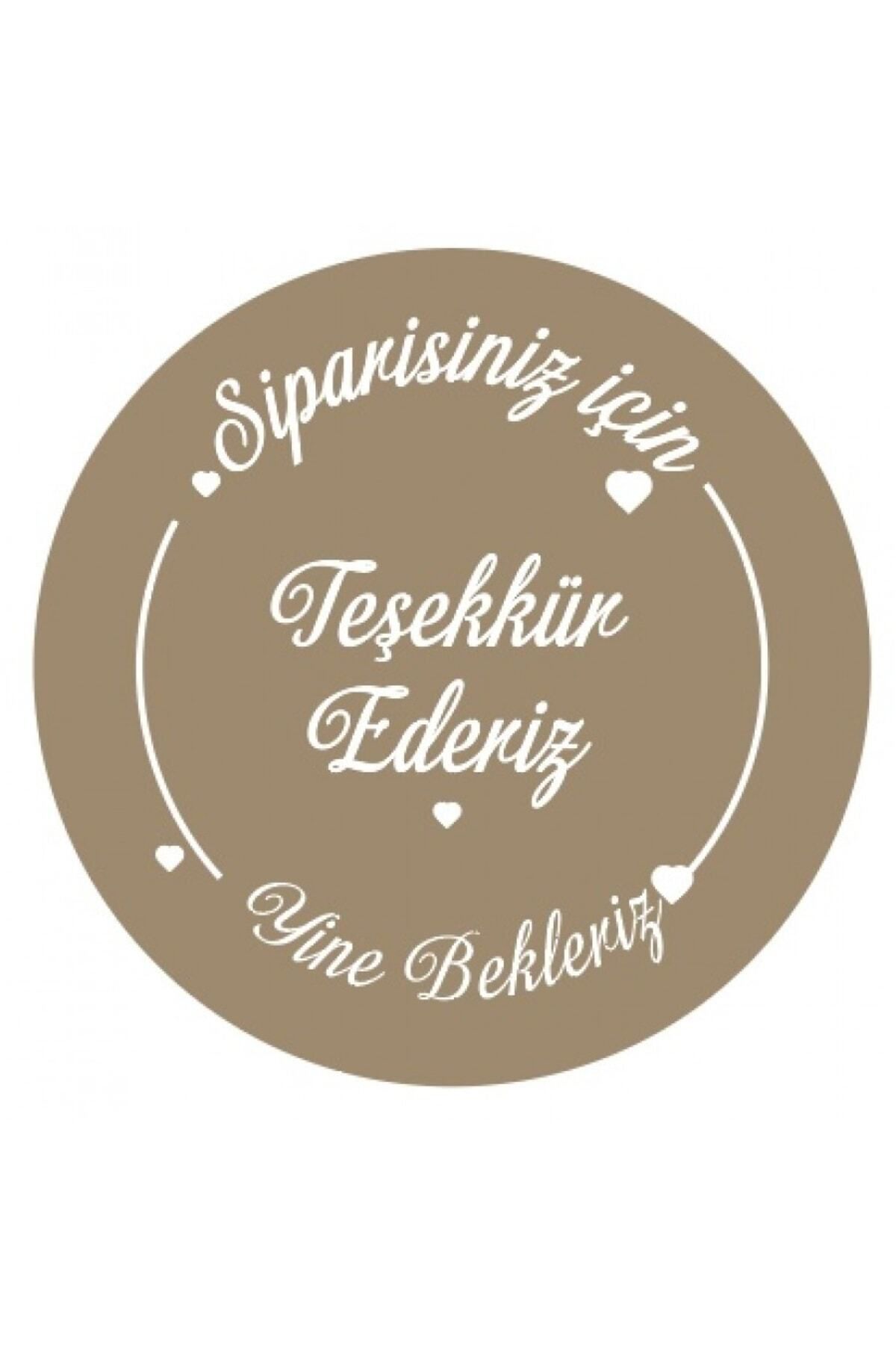 Teşekkür Ederiz Etiketi, Kahverengi 4 Cm - Letbil 60 Adet Opak Sticker