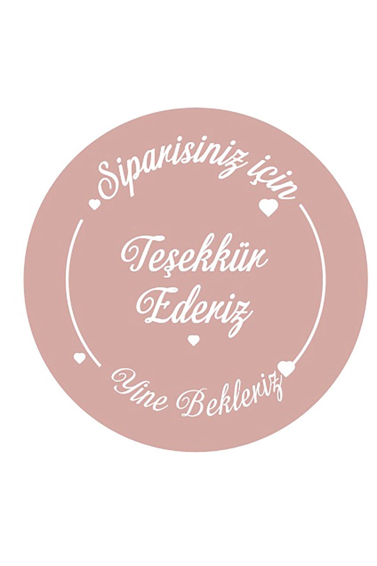 Etiket - Teşekkür Ederiz Pastel Pembe Etiketi, Ürünlerinize Özel 4 Cm - Sticker
