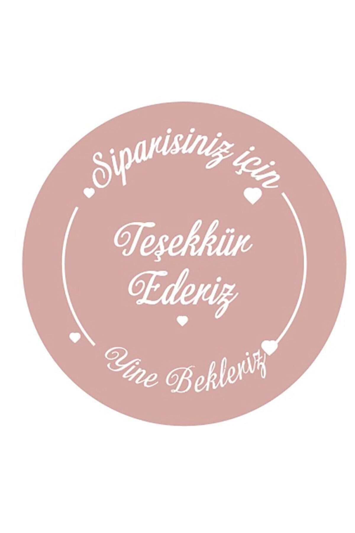 Teşekkür Ederiz Etiketi, Soft Pembe 5 Cm - 100 Adet Letbil Folyo Sticker