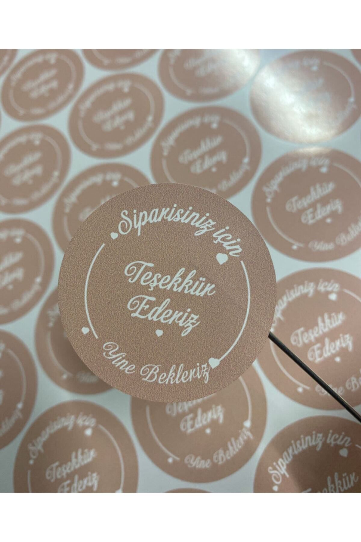 Teşekkür Ederiz Etiketi, Soft Pembe 5 Cm - 100 Adet Letbil Folyo Sticker