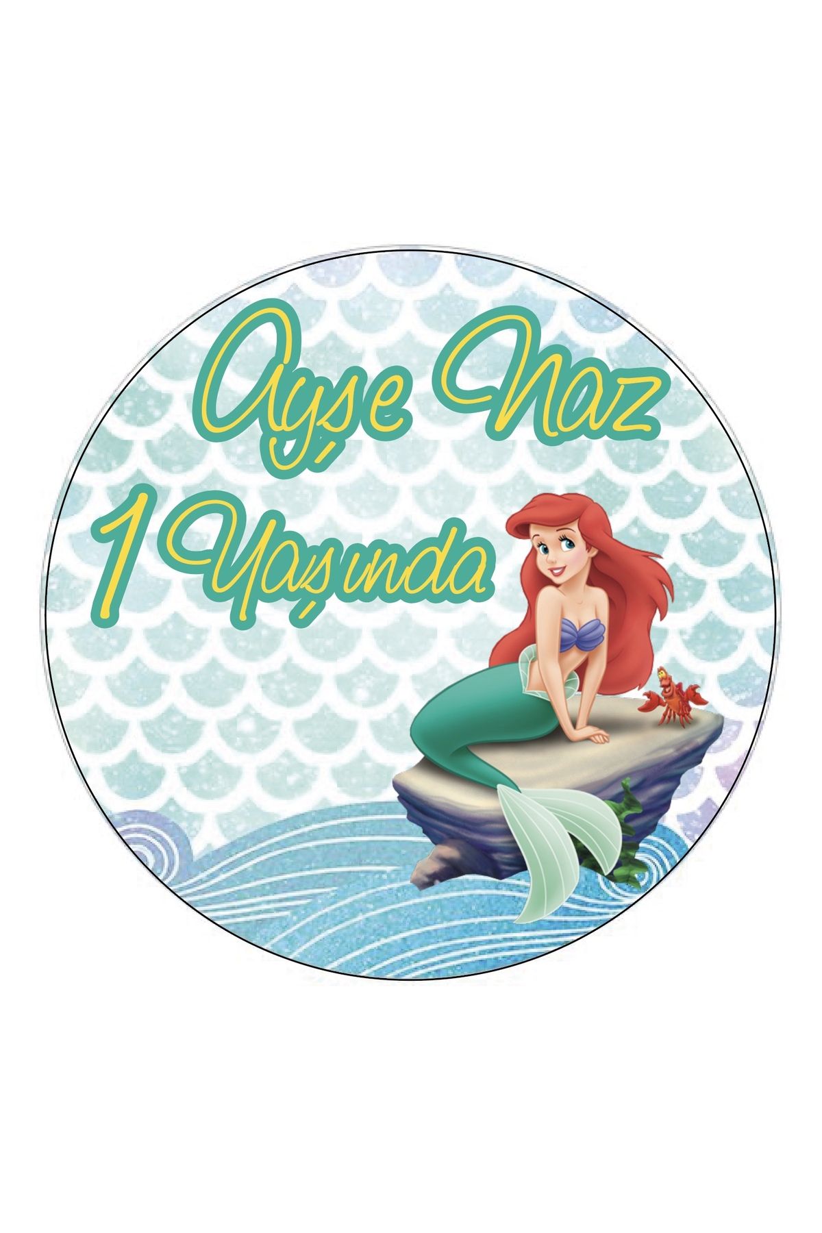 Deniz Kızı 2, Doğum Günü Etiket 4cm - 110 Adet Folyo Sticker