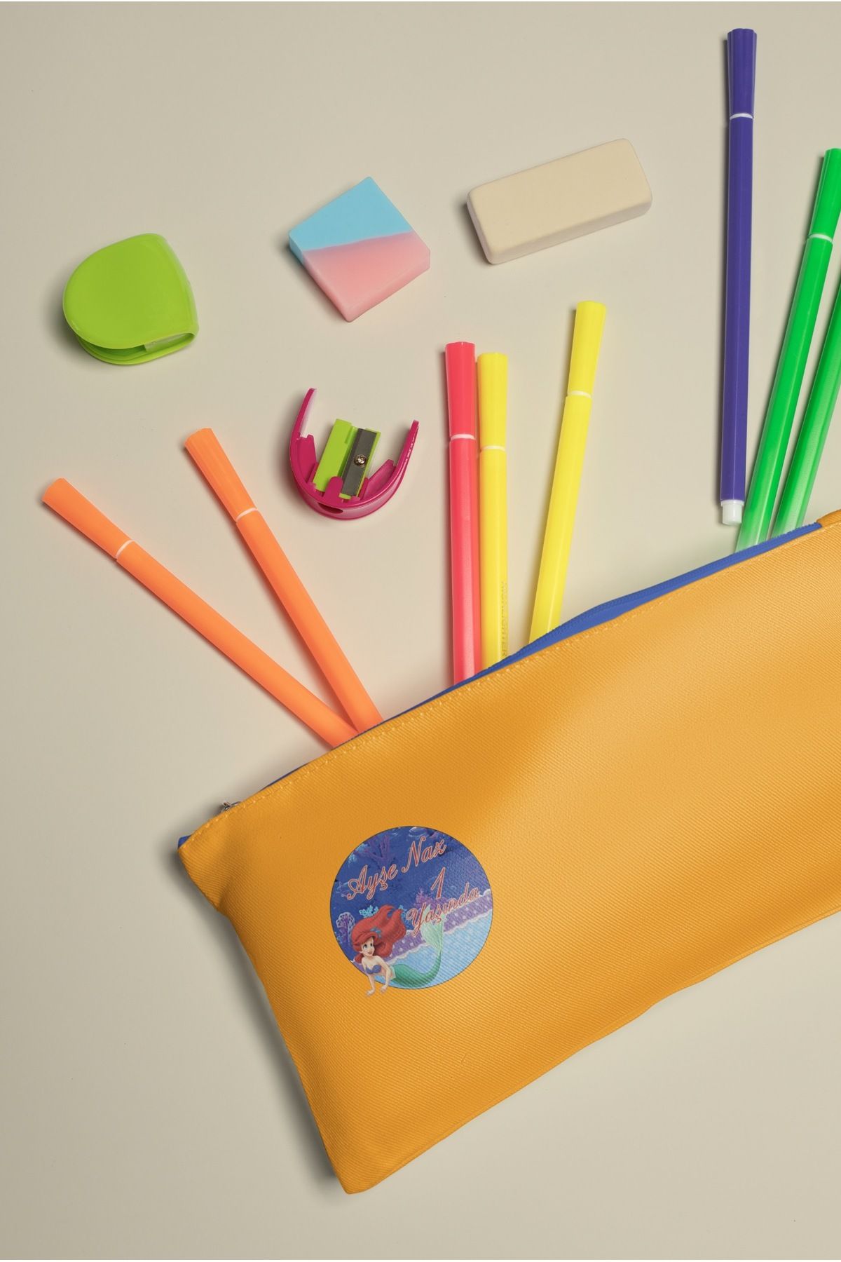 Deniz Kızı 3, Doğum Günü Etiket 4cm - 60 Adet Opak Sticker