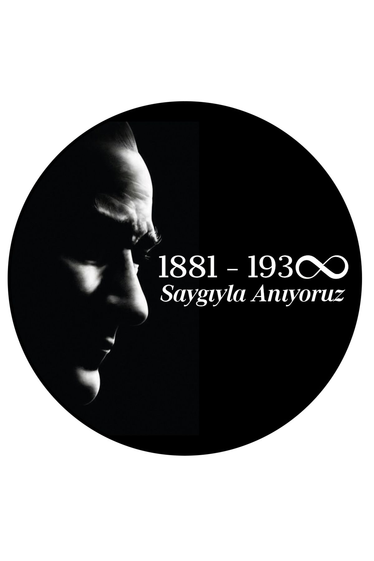 10 Kasım Atatürkü Anma Etiketi 3cm - 100 Adet Opak Sticker