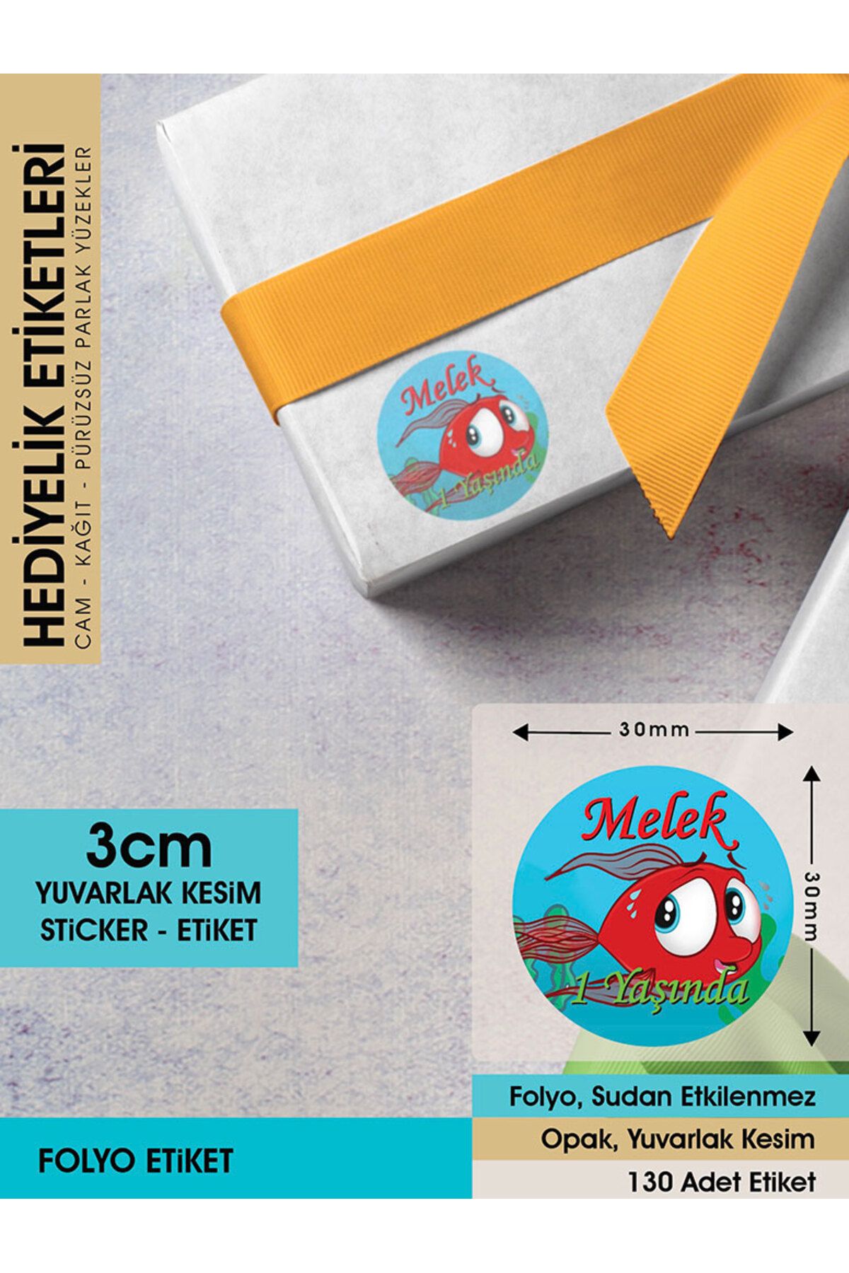 Sevimli Dostlar Kırmızı Balık, Çocuklarınız Için 3cm - 130 Adet Folyo Sticker