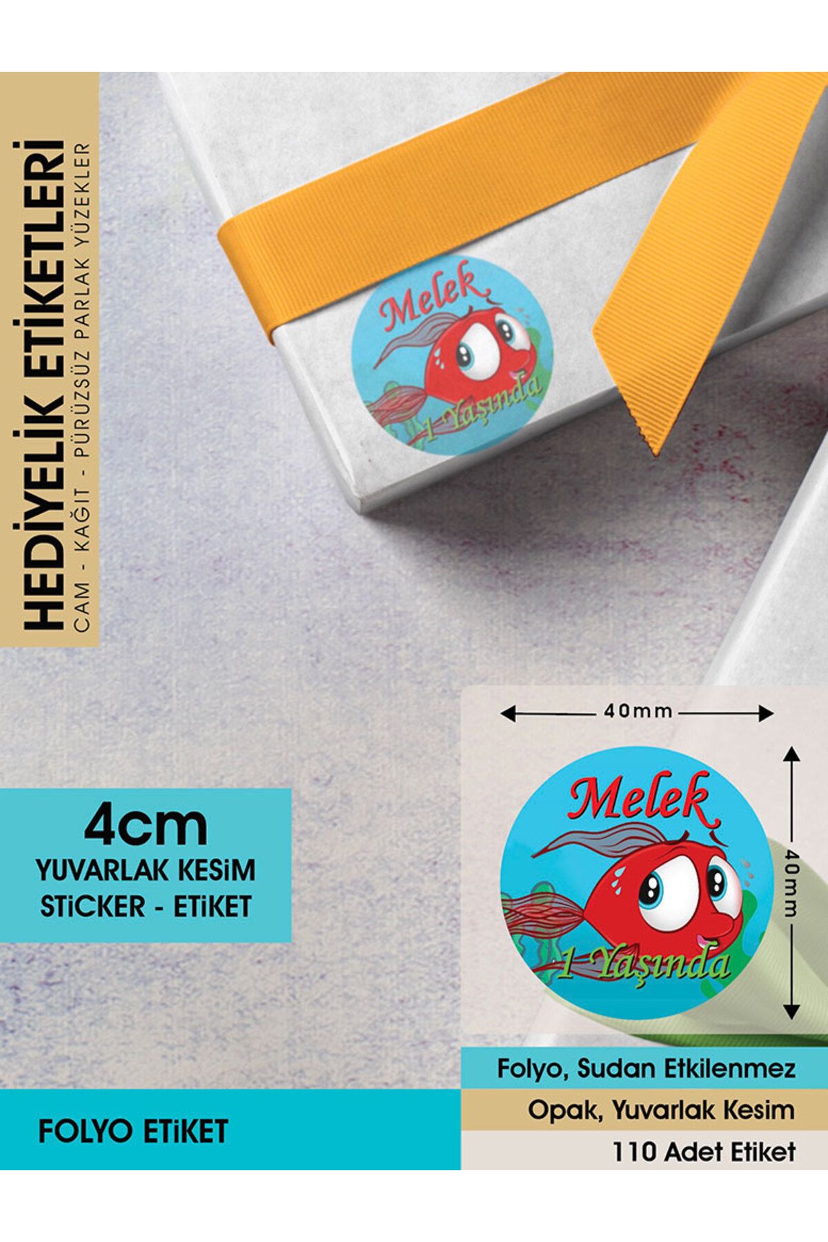 Sevimli Dostlar Kırmızı Balık, Çocuklarınız Için 4cm - 110 Adet Folyo Sticker