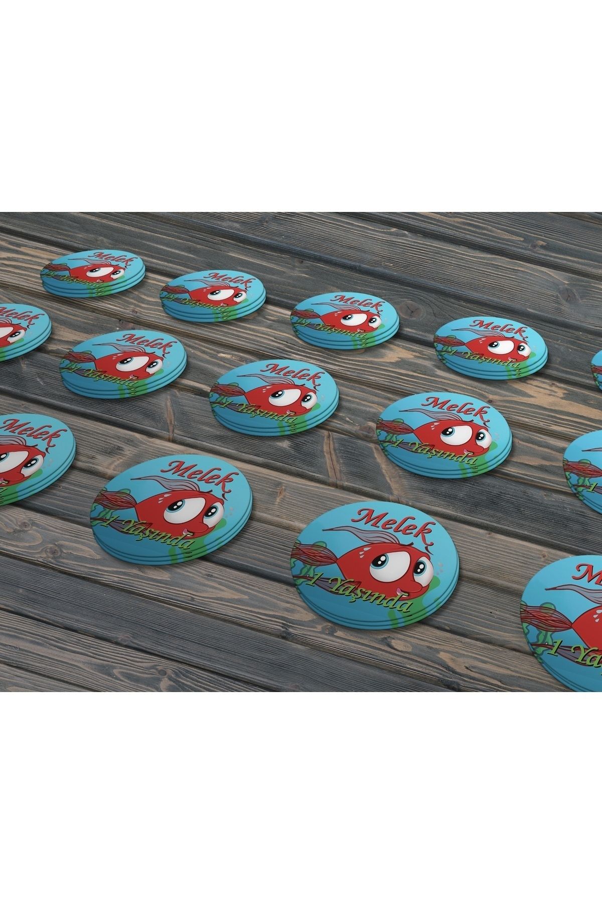 Sevimli Dostlar Kırmızı Balık, Çocuklarınız Için 4cm - 60 Adet Opak Sticker