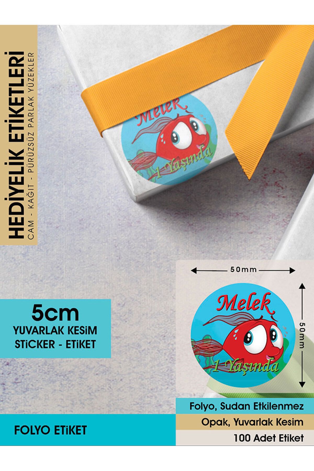 Sevimli Dostlar Kırmızı Balık, Çocuklarınız Için 5cm - 100 Adet Folyo Sticker