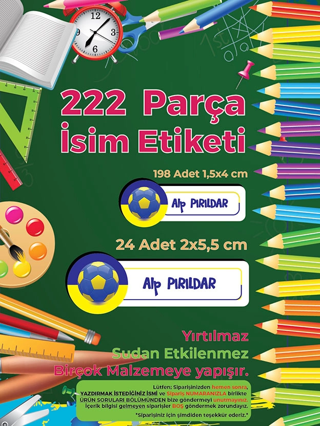 Futbol Temalı Okul Etiketi - Sarı Lacivert Renk Seçenekli - 222 Adet