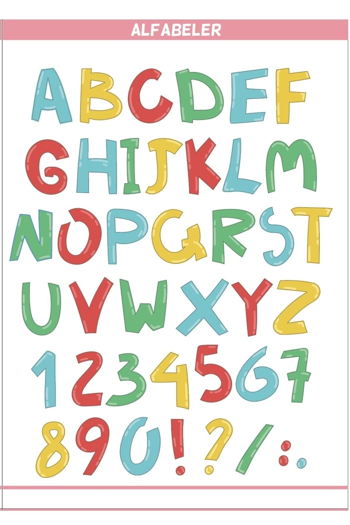 Eğitim Etiketleri Alfabeler Konsept Seti  - 135 Adet Opak Kağıt Sticker