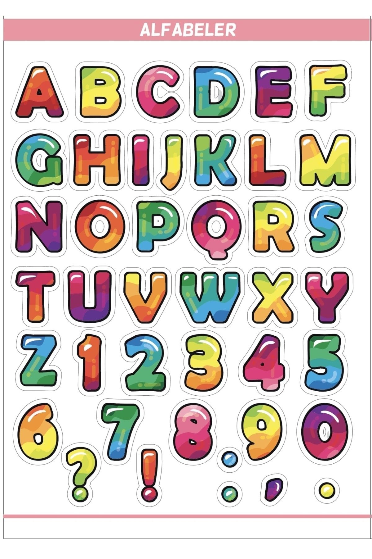 Eğitim Etiketleri Alfabeler Konsept Seti  - 135 Adet Opak Kağıt Sticker