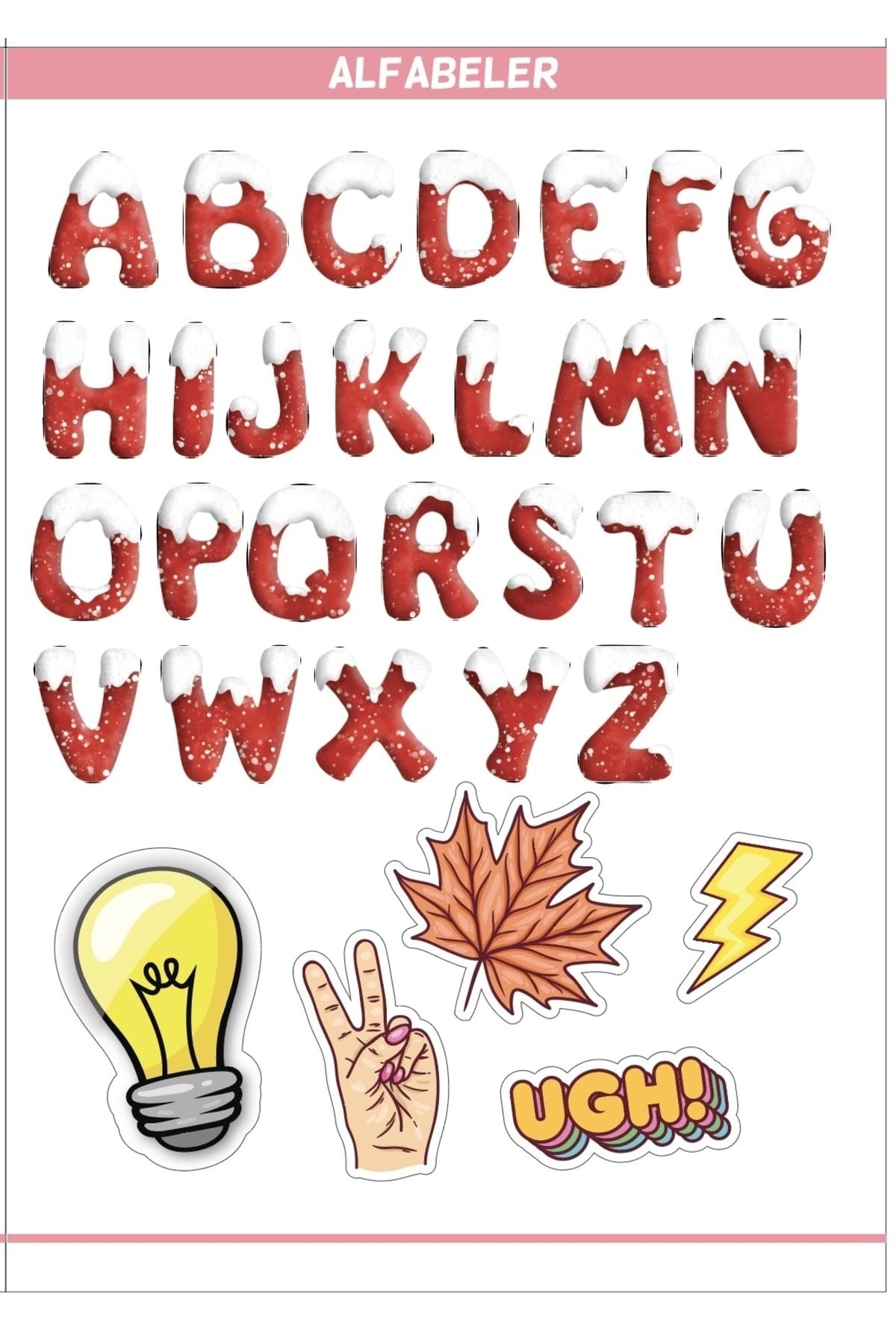Eğitim Etiketleri Alfabeler Konsept Seti  - 135 Adet Opak Kağıt Sticker