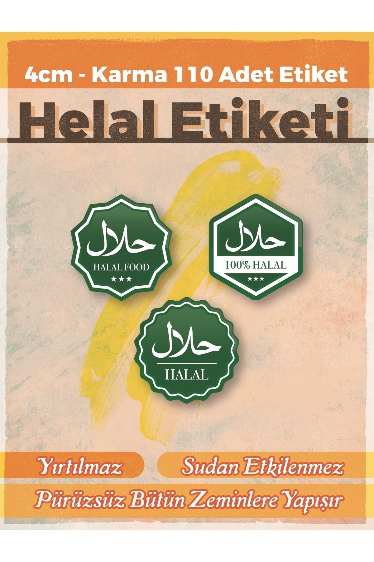 HELAL GIDA - FOOD 3LÜ SET V2 - OPAK ETİKET 4CM-LETBİL REKLAM STİCKER