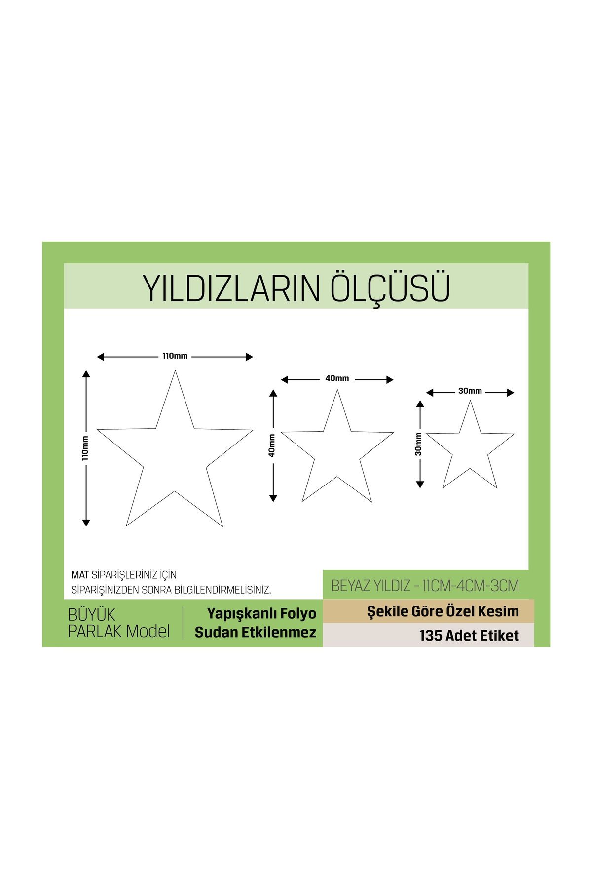 Beyaz Renkli - Yıldız Desenli Çocuk Odası Duvar Etiketleri Büyük Model-135 Adet Letbil Sticker