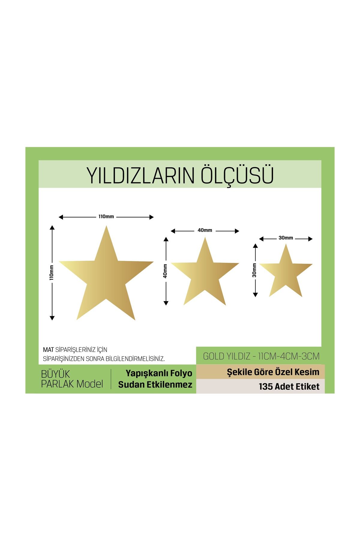 Gold Renkli - Yıldız Desenli Çocuk Odası Duvar Etiketleri Büyük Model-135 Adet LETBİL STİCKER