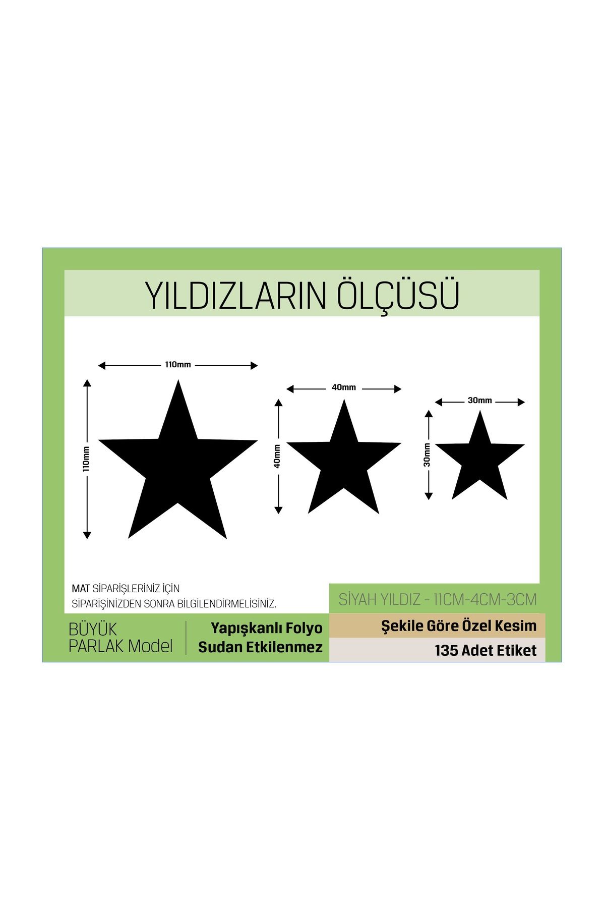 Siyah Renkli - Yıldız Desenli Çocuk Odası Duvar Etiketleri Büyük Model-135 Adet LETBİL STİCKER