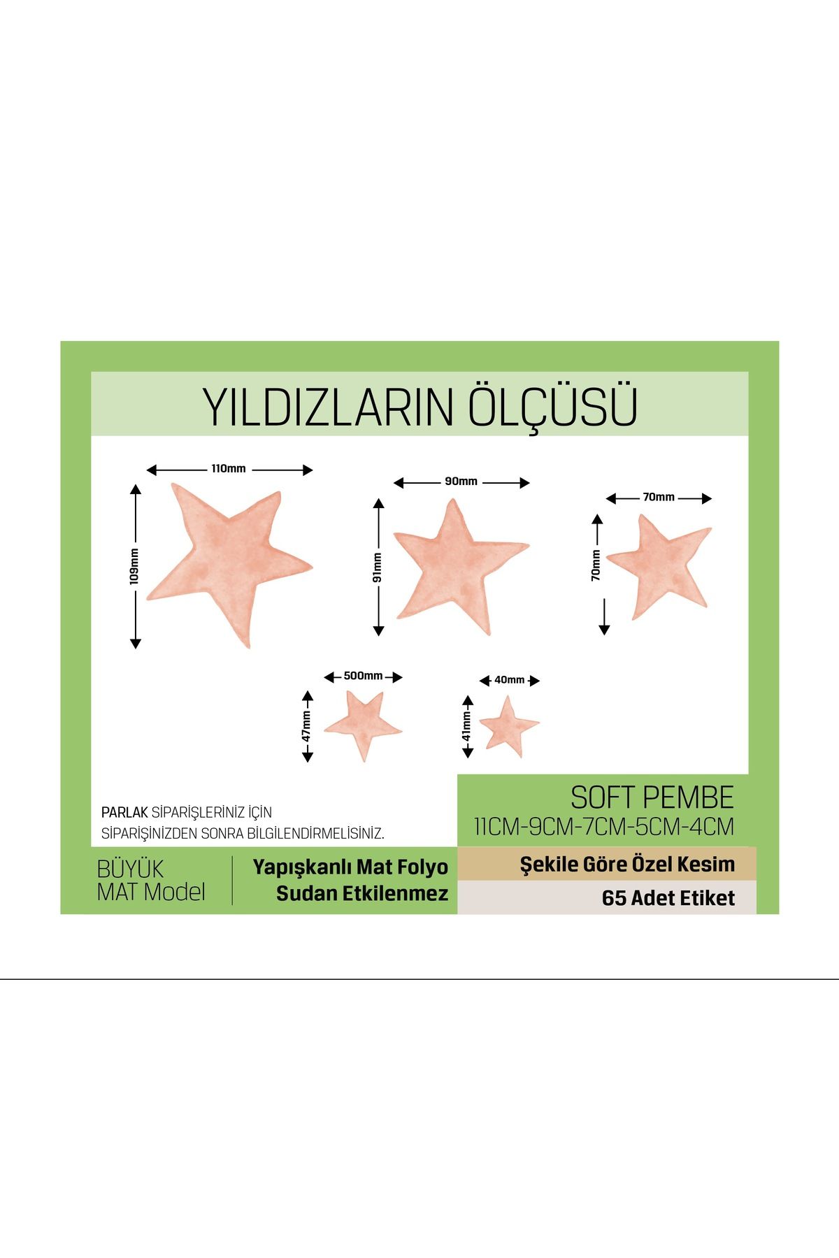 Soft Pembe Renkli - Yıldız Desenli Çocuk Odası Duvar Etiketleri Büyük Model-65 Adet LETBİL STİCKER