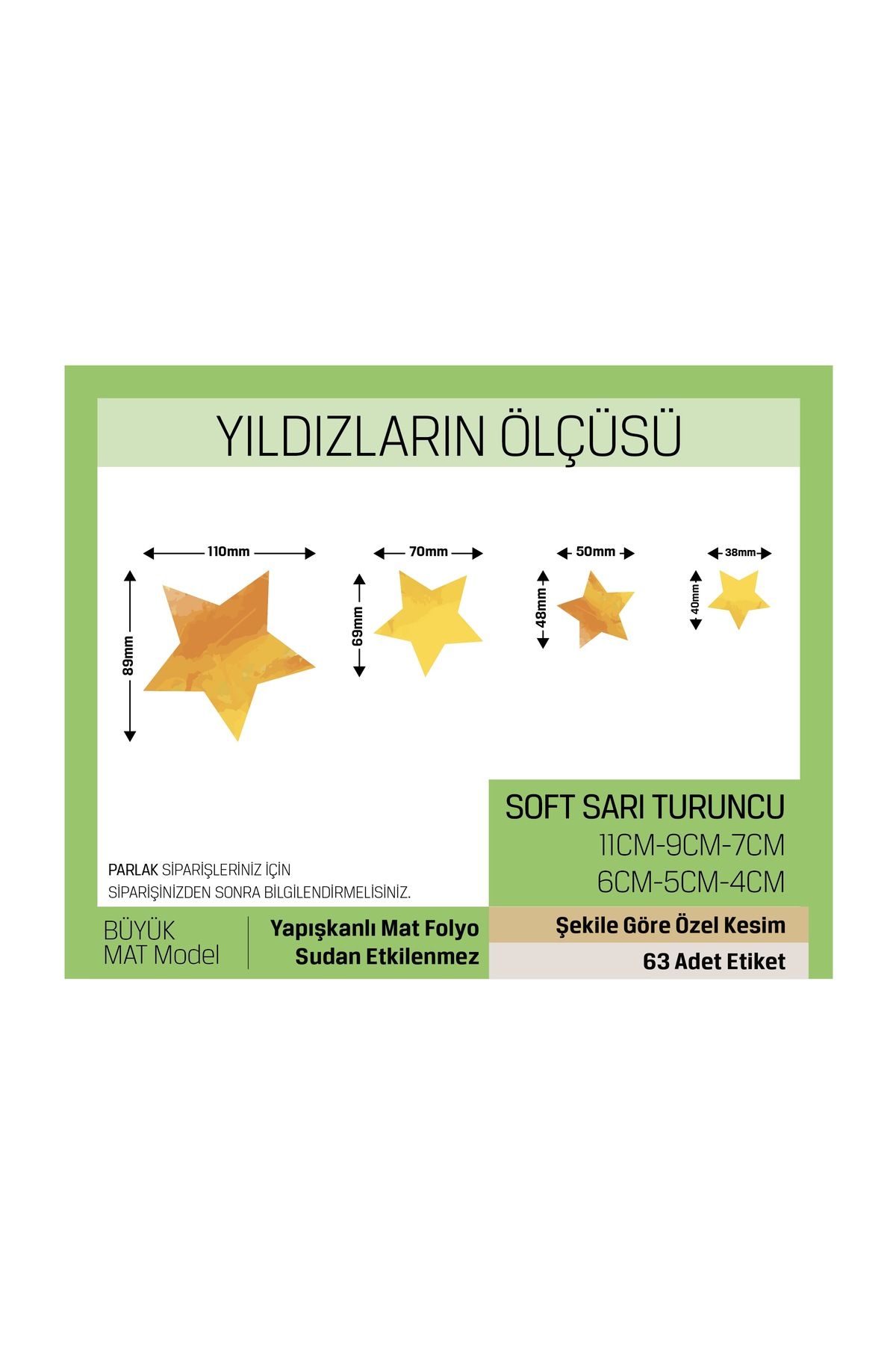 Soft Sarı Turuncu Renkli-Yıldız Desenli Çocuk Odası Duvar Etiketi Std. Model-63 Adet LETBİL STİCKER
