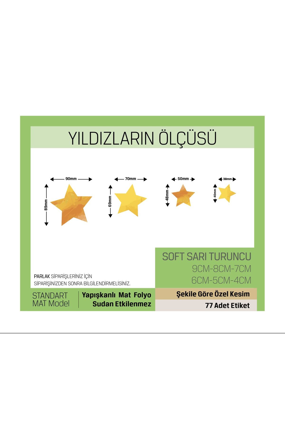 Soft Sarı Turuncu Renkli-Yıldız Desenli Çocuk Odası Duvar Etiketi Std. Model-77 Adet LETBİL STİCKER