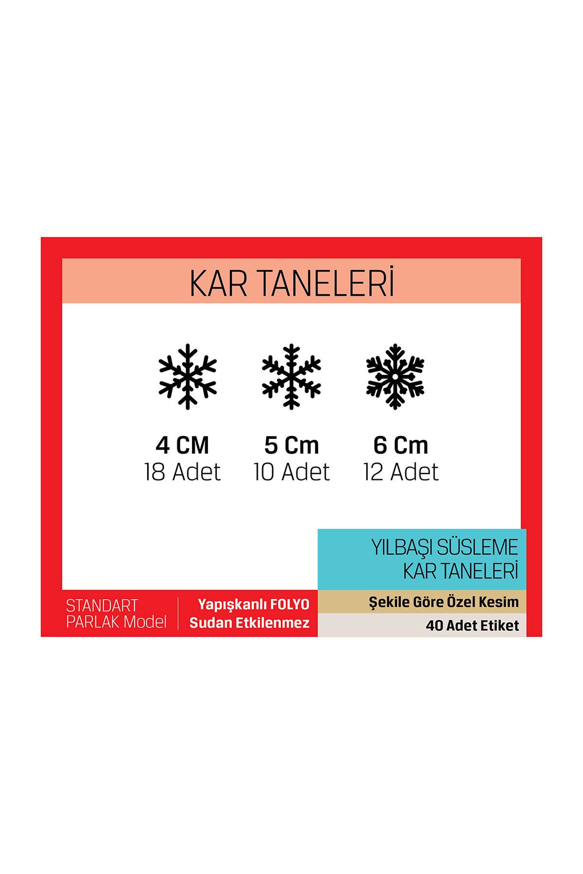 Yılbaşı, Yeni Yıl Kar Taneleri Seti 2, Standart Model - 40 ADET LETBİL STİCKER
