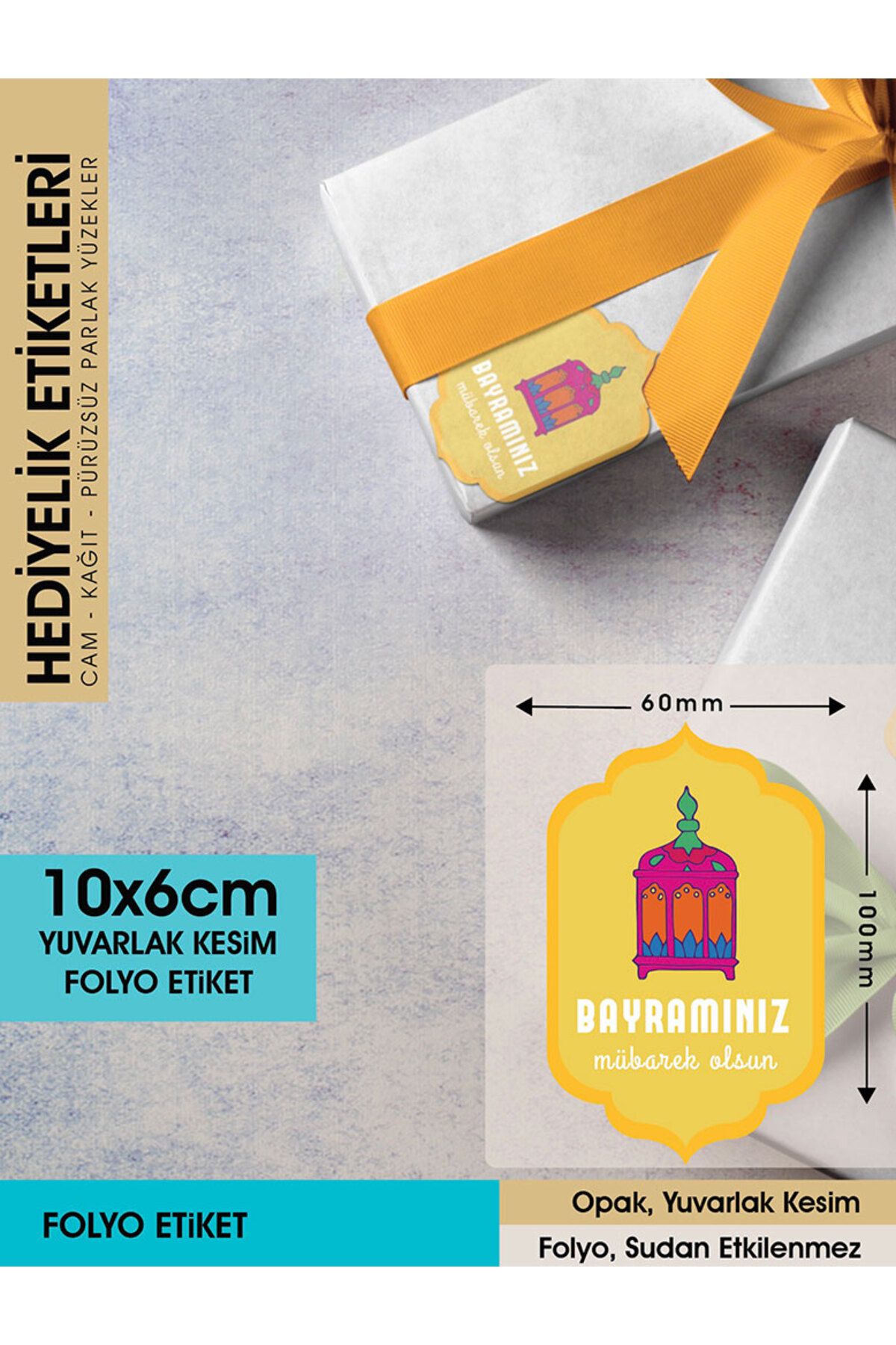 BAYRAMINIZ MÜBAREK OLSUN 10X6CM - 38 ADET LETBİL FOLYO STİCKER