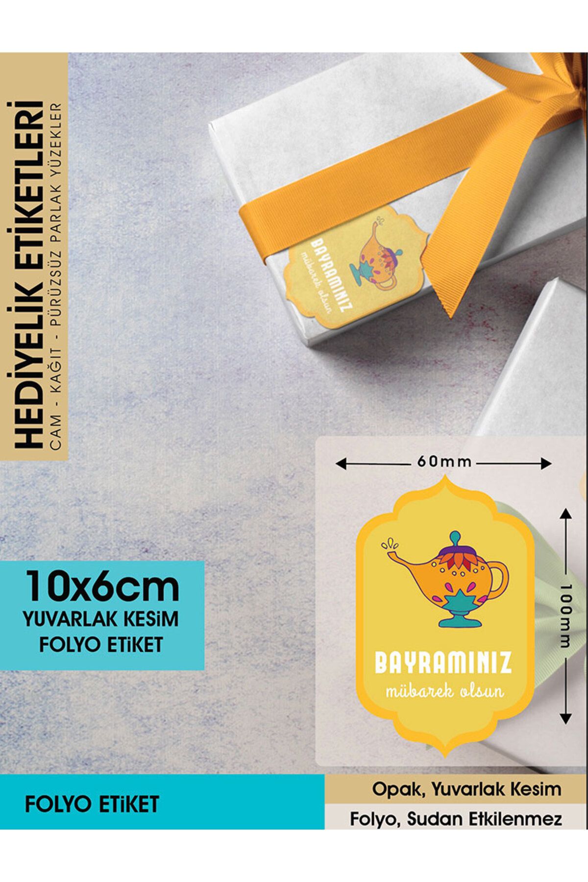 BAYRAMINIZ MÜBAREK OLSUN 10X6CM - 38 ADET LETBİL FOLYO STİCKER