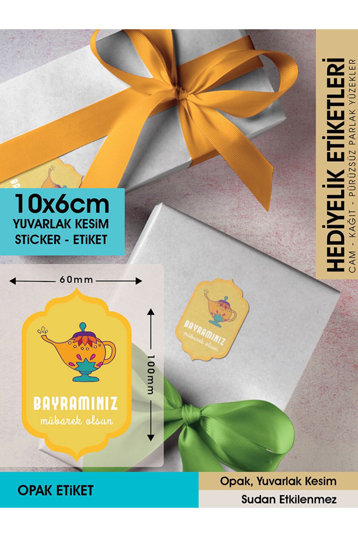 BAYRAMINIZ MÜBAREK OLSUN 10X6CM - LETBİL 16 ADET OPAK STİCKER