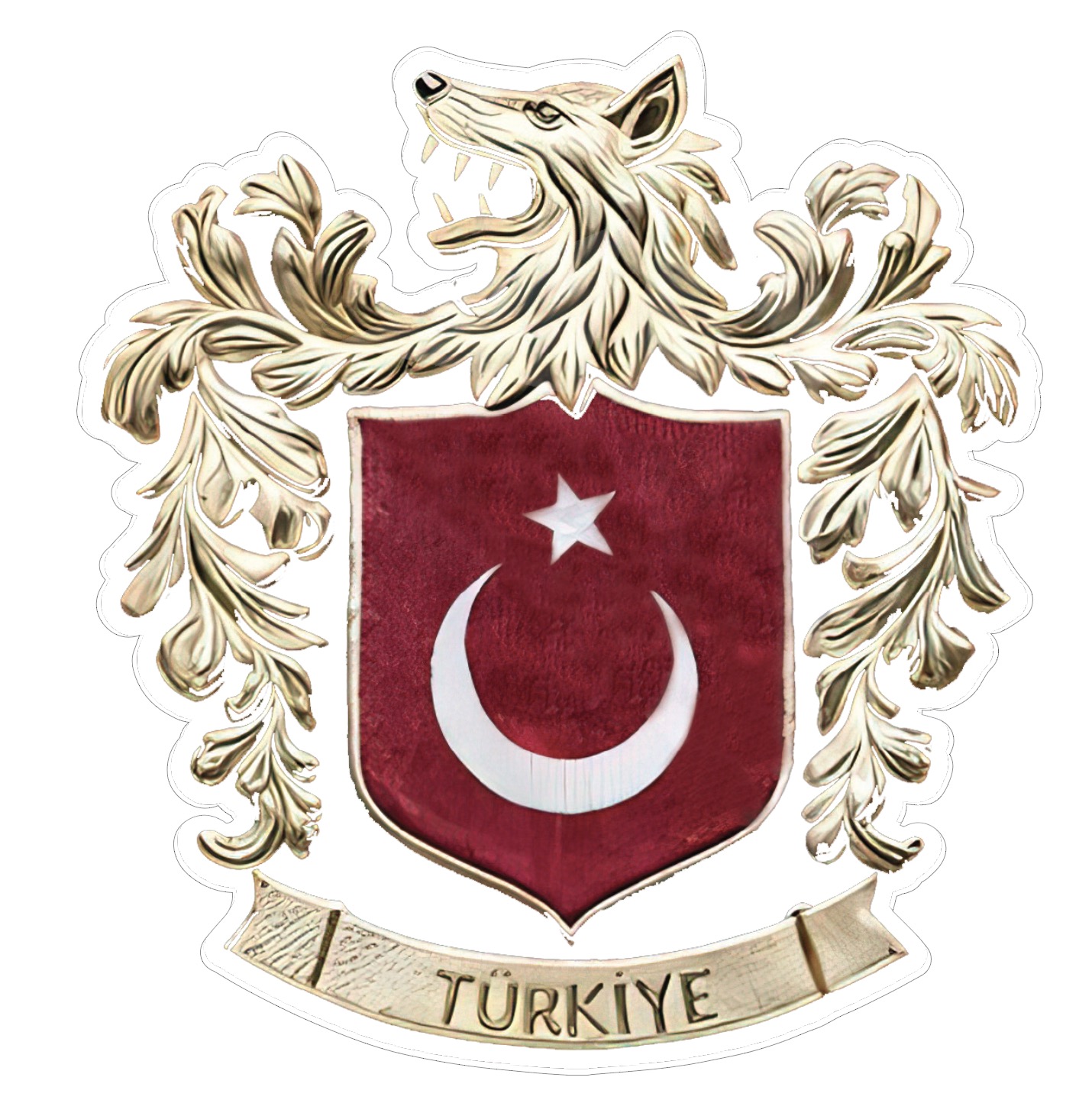 Bozkurtlu Milli Takım Logosu Beyaz Zemin Özel Kesim - 4 Adet Opak Folyo Sticker