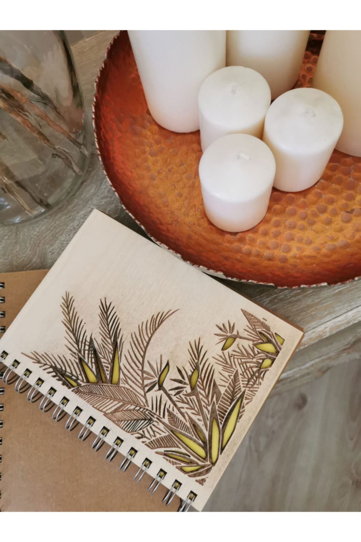 Ahşap Ağaç Motifli Hatıra Defter