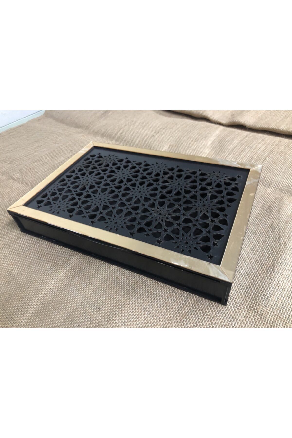 Selçuklu Motif - Sürgülü Kapak Ve Aynalı Gold Pleksi Uygulamalı Siyah Kutu